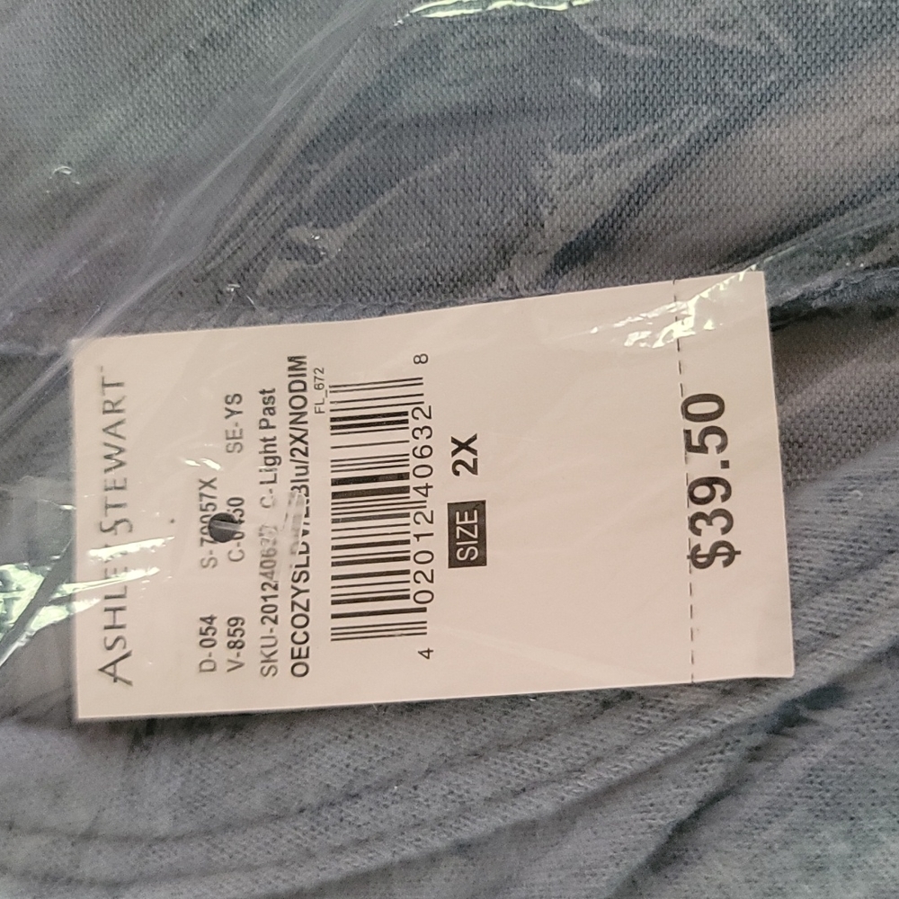 Ashley Stewart Cozy Light Pastel Blue Lounge V Neck Poncho, 2X - Picture 2 of 4